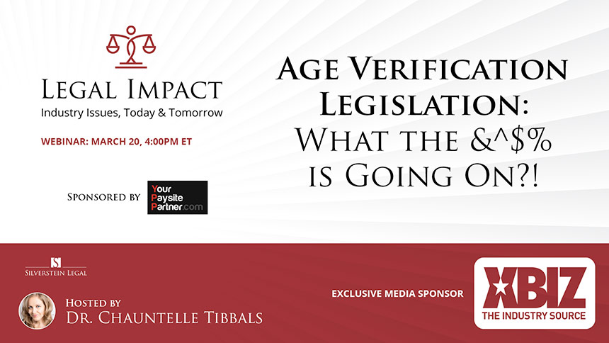 Legal Impact logo with black and serif type and red color block and textured background